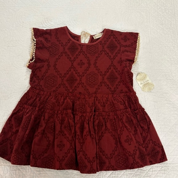 NWT Altar'd State Red Peplum Blouse with Cap Sleeves and Ruffled Details - Picture 3 of 9